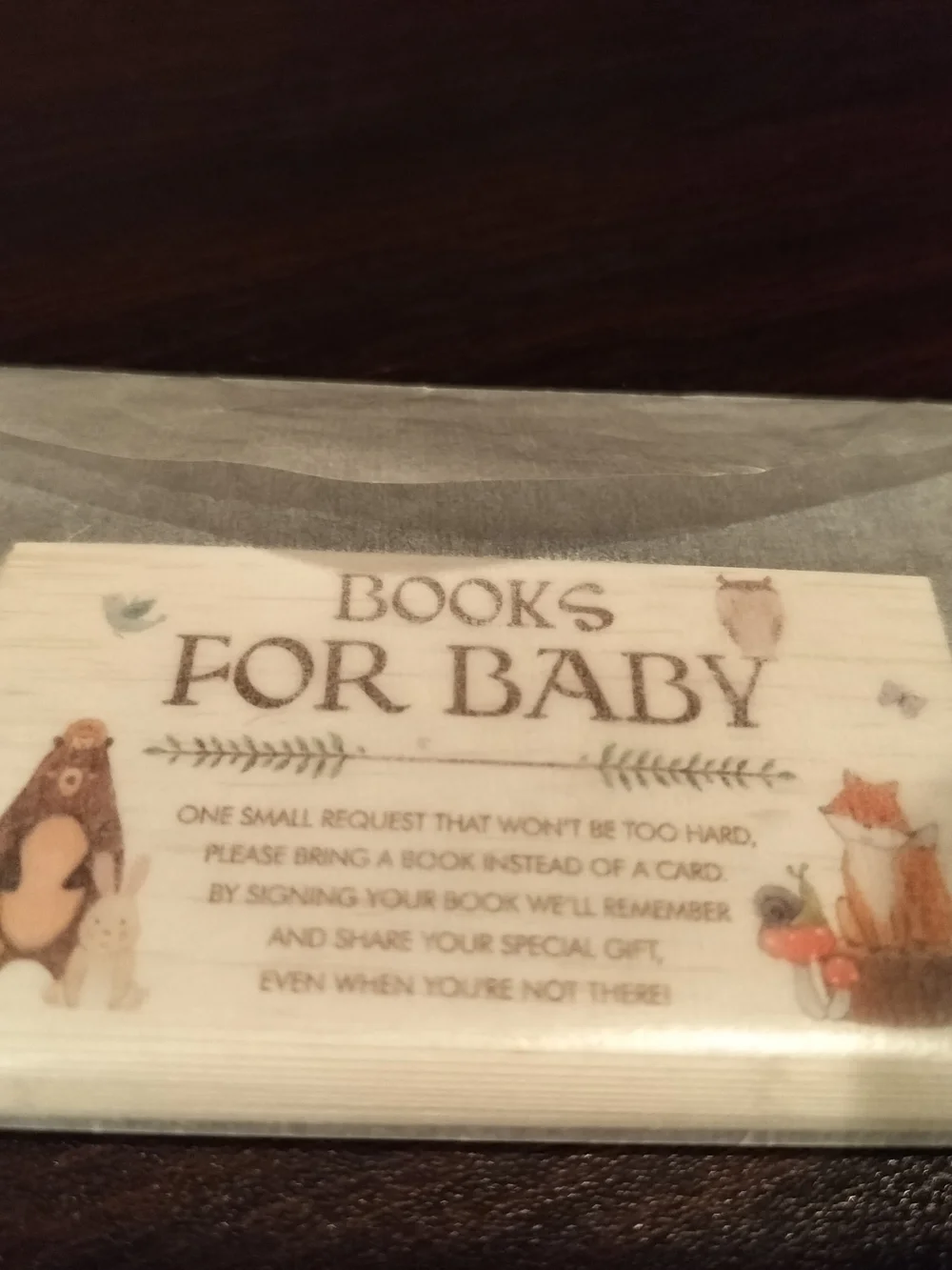 'Books for Baby' Woodland Baby Shower Bring Books For Baby Invitation Insert 20
